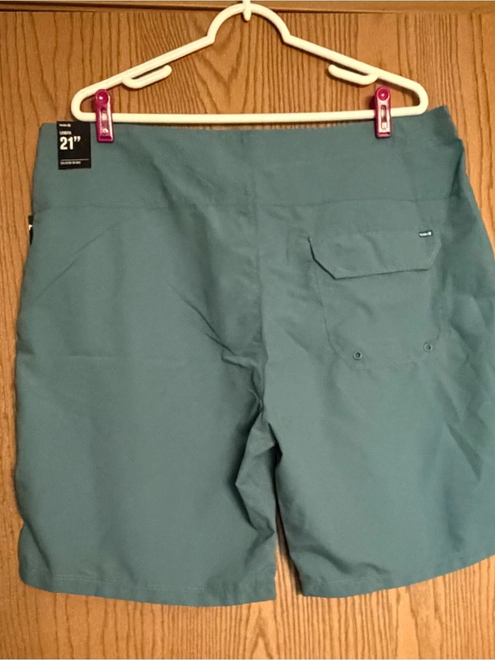 Hurley OAO 2.0 BDST 21 Men's Blue Solid Board Shorts 38 Drawstring Pocket